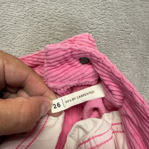 Pacsun Pants Women 26 90s BF Carpenter Pink Corduroy High Waist Straight Utility - Picture 5 of 14